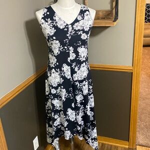 Hudson Harper black & white floral tank dress with shark bite hemline size S